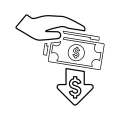 Charge, cost, pay line icon. Outline vector.