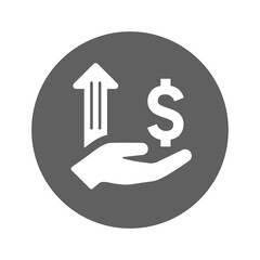 Charges, costs, currency icon. Gray vector graphics.