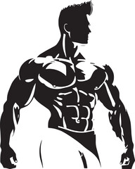 Fototapeta na wymiar gym logo, illustration of a person with six pack body