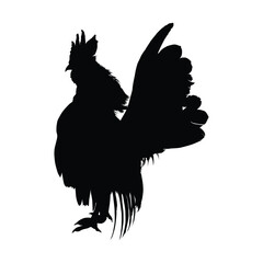 vector illustration of isolated rooster silhouette black color on white background