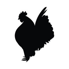 vector illustration of isolated rooster silhouette black color on white background