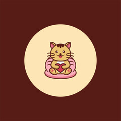 cute cat sitting logo design