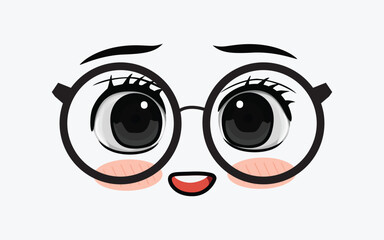 Fototapeta premium Vector of cute facial expressions by using glasses