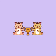 cute cat sitting logo design