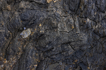 Rocky shapes on the beach. textures and patterns generated on the stones of the Ibiza.