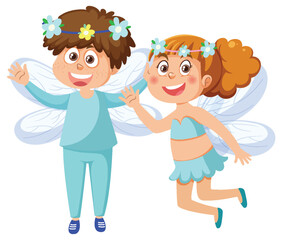 Couple fairy kids cartoon character