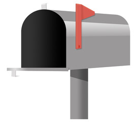 Here is a rural mailbox with a red flag isolated on a transparent layer.