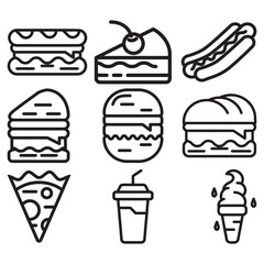 Junk food vector set. Suitable for food and beverage icon, sign or symbol.