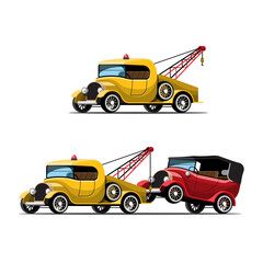 set of towing car trucking  auto transport vector illustration
