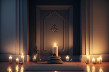 meditation room with yoga mat and candles, mindfulness education made with generative ai