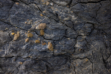 Rocky shapes on the beach. textures and patterns generated on the stones of the Ibiza.