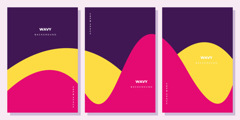 Wavy lines background template copy space set for poster design, brochure, flyer, pamphlet, booklet, cover, or leaflet
