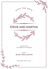 Floral wedding invitation template organic hand drawn leaves decoration © Ymz_Design