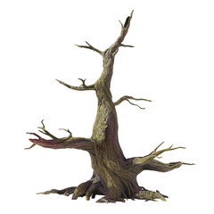 old dead tree, isolated on transparent background 
