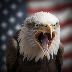Obraz premium American Bald Eagle with USA Flag