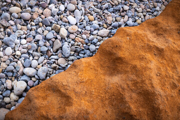 Rocky shapes on the beach. textures and patterns generated on the stones of the Ibiza.