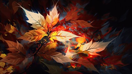 Autumn maple leaves design. Abstract fall colors and trees. Colorful background wallpaper.