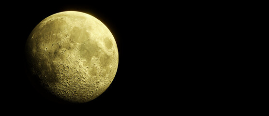 yellow moon in the night 3d rendering illustration wallpaper background