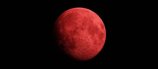 red moon in the night 3d rendering illustration wallpaper background