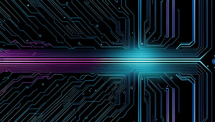 Abstract Blue Purple Digital Tech Circuitry Lines Circuit Board Background Wallpaper Generative AI Illustration.