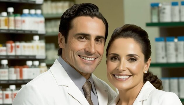 Empowering Confidence and Relationship in the Workplace: Celebrating National Couple's Day with Diversity Inclusivity in the Industry with Hispanic Pharmacist Couple (generative AI