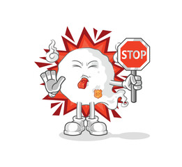 ghost holding stop sign. cartoon mascot vector