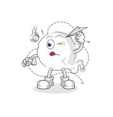 Fototapeta premium ghost with paper plane character. cartoon mascot vector
