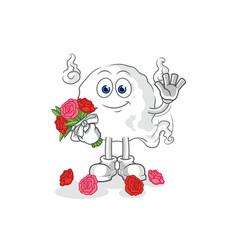 ghost with bouquet mascot. cartoon vector