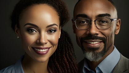 Empowering Confidence and Relationship in the Workplace: Celebrating National Couple's Day with Diversity Inclusivity in the Industry with Multiracial Social worker Couple (generative AI
