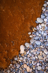 Rocky shapes on the beach. textures and patterns generated on the stones of the Ibiza.