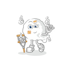 ghost sick with limping stick. cartoon mascot vector