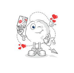 ghost hold love letter illustration. character vector