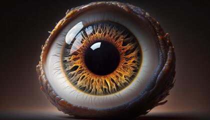 A photorealistic ai artwork of a human eyeball. Generative ai.