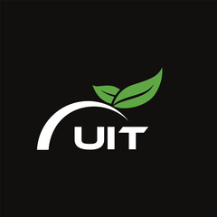 UIT letter nature logo design on black background. UIT creative initials letter leaf logo concept. UIT letter design.