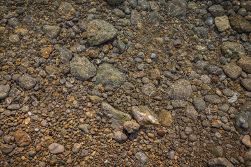 Rocky shapes on the beach. textures and patterns generated on the stones of the Ibiza.