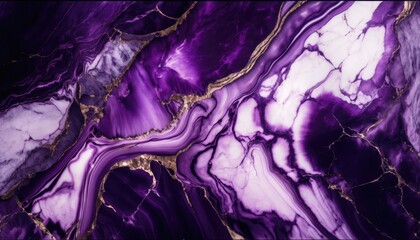Obraz premium Imperial Indigo: A Rich Purple Marble with Gold Veins, AI Generative