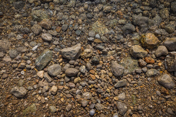 Rocky shapes on the beach. textures and patterns generated on the stones of the Ibiza.
