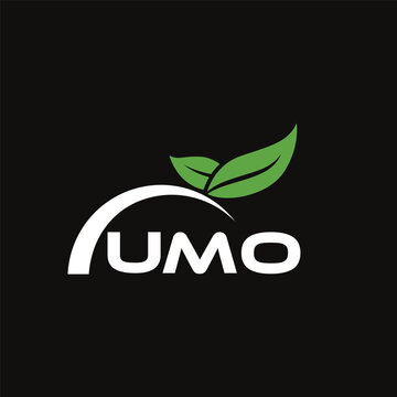 UMO letter nature logo design on black background. UMO creative initials letter leaf logo concept. UMO letter design.