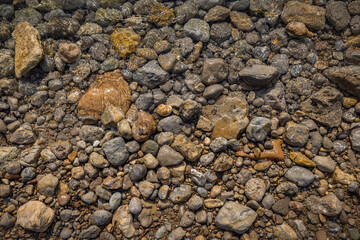Rocky shapes on the beach. textures and patterns generated on the stones of the Ibiza.