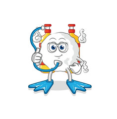 ghost diver cartoon. cartoon mascot vector