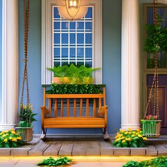 14. A front porch with rocking chairs, a swing, and a potted plant.3, Generative AI