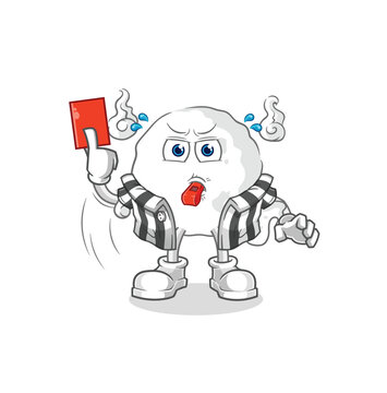 ghost referee with red card illustration. character vector