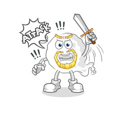 ghost knights attack with sword. cartoon mascot vector