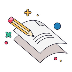 Writing Educational Sticker Color 2D Illustration