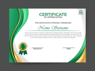 Modern certificate template design in green color