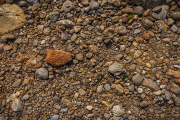 Rocky shapes on the beach. textures and patterns generated on the stones of the Ibiza.