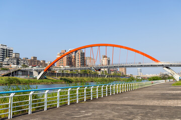 Rainbow Bridge across the Keelung River in Taipei city