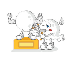 ghost sculptor character. cartoon mascot vector