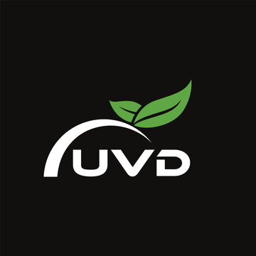 UVD letter nature logo design on black background. UVD creative initials letter leaf logo concept. UVD letter design.