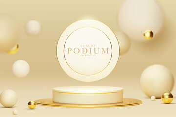 3d style podium gold luxury background, Premium vector illustration for sale or online marketing.